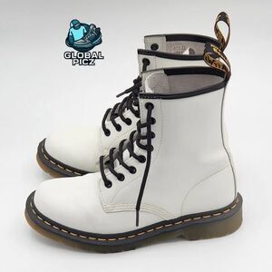 Dr. Martens Combat Boots White Leather 8 Eye Lace Up Womens size 7